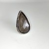 Faceted silver Obsidian Ring RING-352